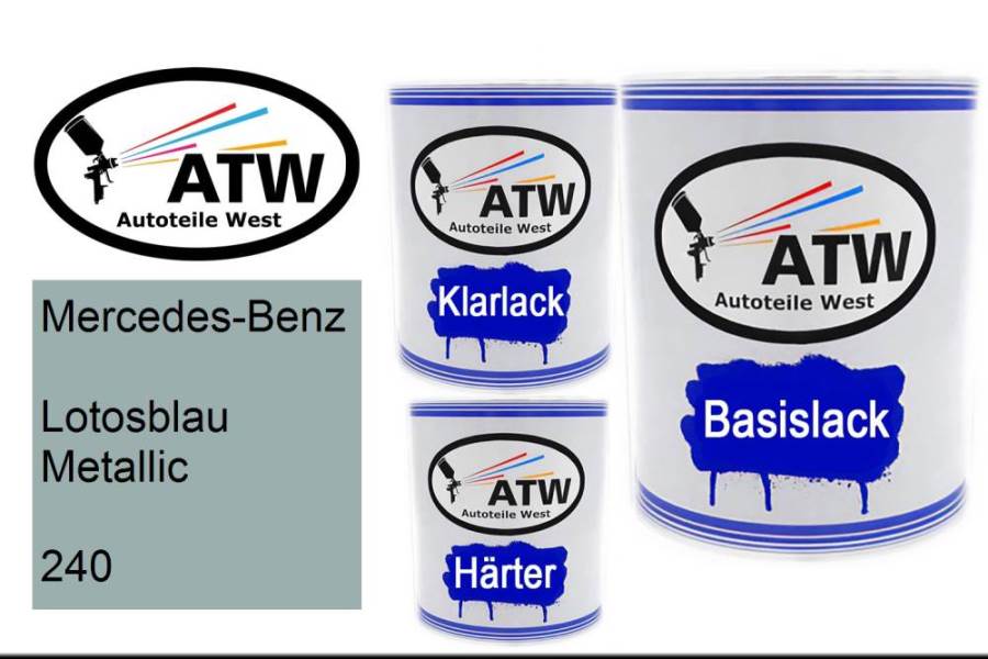 Mercedes-Benz, Lotosblau Metallic, 240: 1L Lackdose + 1L Klarlack + 500ml Härter - Set, von ATW Autoteile West.